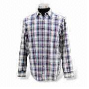 Men's casual shirts ，YD fabric Long sleeves with cuff ，Fashionable plaid combo